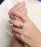 1ct Round Cut Simulated Peach Morganite Art Deco Halo Ring 14k Rose Gold Plated