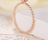 0.4ct Pear Cut Simulated Ruby Beaded Ball Solitaire Ring 14k Rose Gold Plated