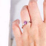 0.5ct Pear Simulated Pink Sapphire Trilogy Engagement Ring 14k White Gold Plated
