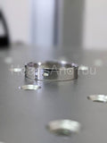 0.15ct Round Cut Moissanite Bezel Tension Set Wedding Band 14k White Gold Plated
