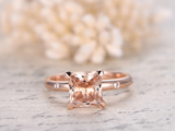 2ct Princess Cut Morganite Engagement Ring Diamond Solitaire 14k Rose Gold Over