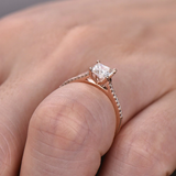 1.2ct Princess Diamond Engagement Ring Solitaire With Accents 14k Rose Gold Over