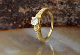 Accents Solitaire Engagement Ring 1.7ct Round Cut Diamond 14k Yellow Gold Finish