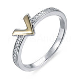 0.3ct Round Cut Moissanite V Sign Women Engagement Ring 14k White Gold Plated