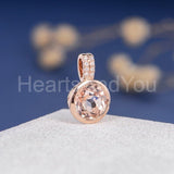 1ct Round Simulated Peach Morganite Bezel Set Pendant Chain 14k Rose Gold Plated