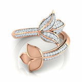 3Ct Round Cut Diamond Floral Lotus Bypass Engagement Ring 14K Rose Gold Finish