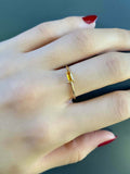 0.5ct Baguette Cut Yellow Sapphire Minimalist Solitaire Ring 14k YellowGold Over