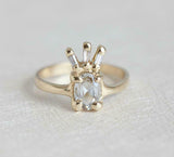 2ct Oval Cut VVS1D Diamond Engagement Ring Unique Crown 14k Yellow Gold Finish