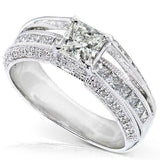 4.5ct Princess Cut Diamond Milgrain Art Deco Engagement Ring 14K White Gold Over