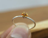 0.5ct Engagement Ring Oval Cut Yellow Citrine Minimalist 14k White Gold Finish