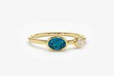 0.4ct Engagement Ring Oval Cut London Blue Topaz Minimalist 14k Yellow Gold Over