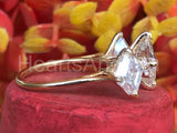2.5ct Asscher Simulated Diamond Three Stone Engagement Ring 14k WhiteGold Plated