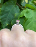 2.3ct Engagement Ring Oval Cut Pink Sapphire Diamond Halo 14k White Gold Finish