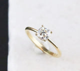 0.5ct Cushion Simulated Diamond Solitaire Engagement Ring 14k Yellow Gold Plated