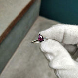 1.1ct Engagement Ring Pear Cut Pink Ruby Solitaire Women 14k White Gold Finish