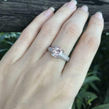 2.3ct Round Cut Peach Morganite Solitaire Cluster Accent Ring 14k WhiteGold Over