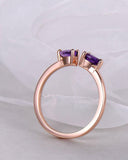 1Ct Pear Cut Purple Amethyst Two Stone Engagement Ring Band 14K Rose Gold Finish