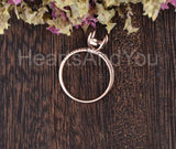 0.45ct Oval Stone Ring Setting Round Simulated Semi Mount 14k Rose Gold Plated