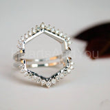 0.43ct Round Cut Moissanite Geometric Ring Guard Women 14K White Gold Plated
