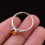 0.35ct Engagement Ring Oval Cut Yellow Citrine Solitaire 14k White Gold Finish