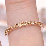 1ct Round Cut Yellow Citrine Half Eternity Wedding Band Ring 14k RoseGold Finish