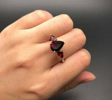 2.3ct Engagement Ring Pear Cut Red Garnet Trilogy Women 14k White Gold Finish