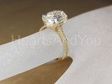 2.2ct Oval Cut Simulated Diamond Pave Accents Halo Ring 14k Yellow Gold Plated