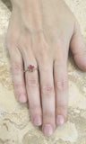 1ct Round Cut Pink Ruby Engagement Ring Flower Solitaire 14k Dual Gold Finish