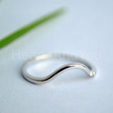 0.05ct Round Cut Moissanite Stacking Curved Wedding Band 14K White Gold Plated