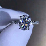 2.2ct Engagement Ring Oval Cut Diamond Solitaire with Accent 14k White Gold Over