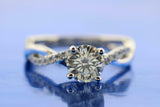 2ct Round Cut Diamond Engagement Ring Infinity Bridal Set 14k White Gold Finish