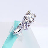 2.25ct Round Cut Moissanite Three Stone Engagement Ring 14k White Gold Plated