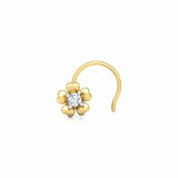 0.3ct Round Cut Diamond Floral Twist Nose Pin Ring Piercing 14k Yellow Gold Over