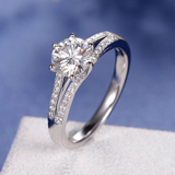 1.5ct Round Cut VVS1D Diamond Engagement Ring Split Shank 14k White Gold Finish