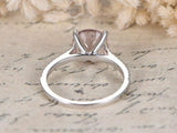 1.6ct Round Cut Peach Morganite Solitaire Engagement Ring 14k White Gold Finish