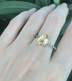 1.2ct Oval Cut Yellow Sapphire Engagement Ring Solitaire 14k White Gold Finish