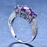 2ct Round Cut Purple Amethyst Engagement Ring 14k White Gold Over Unique Trilogy