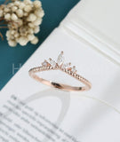 0.5ct Marquise Cut Simulated Diamond Curved Wedding Band 14k Rose Gold Plated