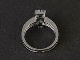 2ct Engagement Ring Hexagon Cut Blue Aquamarine Split Shank 14k WhiteGold Finish