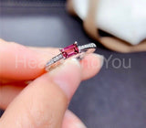 0.2ct Baguette Cut Simulated Pink Sapphire Accented Ring 14k White Gold Plated