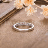0.3ct Round Cut Simulated Ruby Half Eternity Wedding Band 14k White Gold Plated