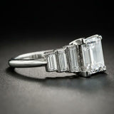 2ct Emerald Cut Diamond Emerald Step Accent Engagement Ring 14k WhiteGold Finish