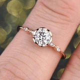 1.2ct Round Cut VVS1D Diamond Engagement Ring Promise Women 14k Rose Gold Finish