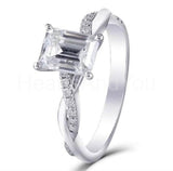 2.2ct Emerald Simulated Diamond Infinity Engagement Ring 14k White Gold Plated