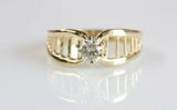 6 Prong Solitaire Engagement Ring 0.5ct Round Cut Diamond 14k Yellow Gold Finish
