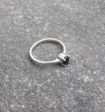 0.6ct Engagement Ring Oval Cut Blue Sapphire Solitaire Women 14k White Gold Over
