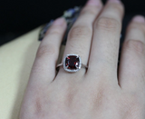 1.6ct Cushion Cut Red Garnet Engagement Ring 14k White Gold Finish Halo Design