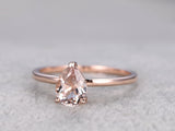 0.5ct Pear Cut Peach Morganite Solitaire Engagement Ring 14k Rose Gold Finish