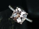 1ct Cushion Cut Morganite Solitaire Engagement Ring 14k White Gold Finish