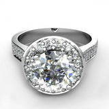 3ct Round Cut VVS1D Diamond Halo Stylish Engagement Ring 14k White Gold Finish